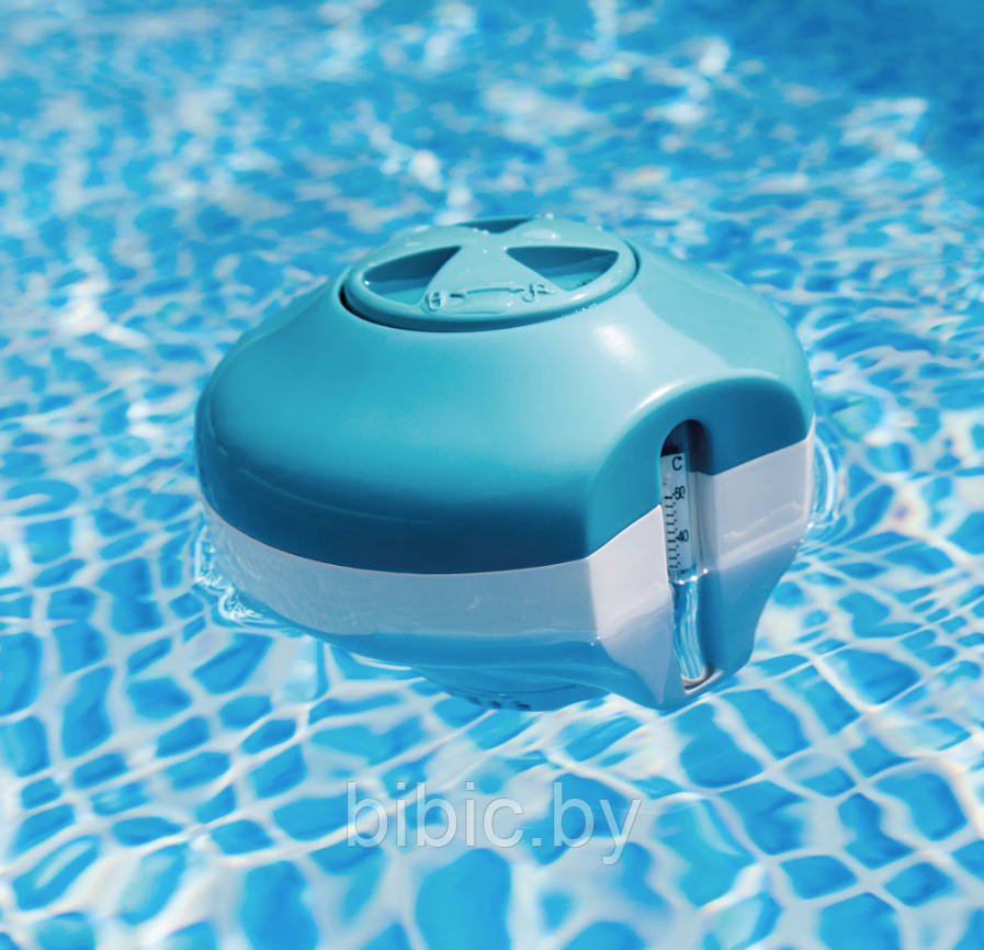 Плавающий поплавок-дозатор Intex 29043 с термометром для дезинфекции воды каркасного надувного бассейна Интекс - фото 2 - id-p206983576