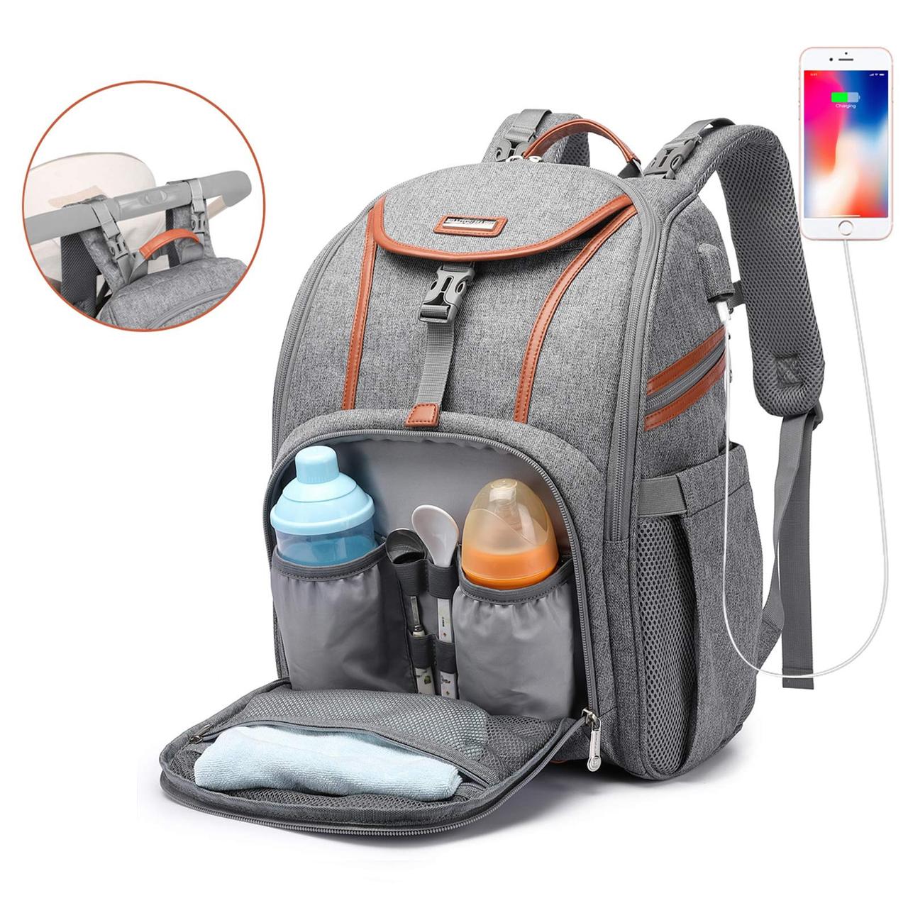 Спортивный стильный рюкзак OMASKA с USB / термо / непромокаемое отделение, серый - фото 6 - id-p206983590