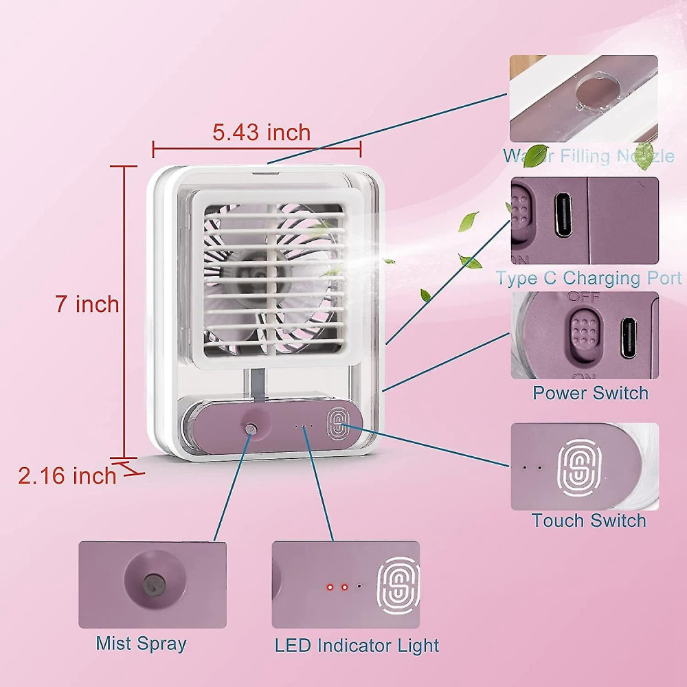 Настольный мини - вентилятор - увлажнитель Light air conditioning MINI FAN беспроводной / Кондиционер 2в1 - фото 6 - id-p206985108