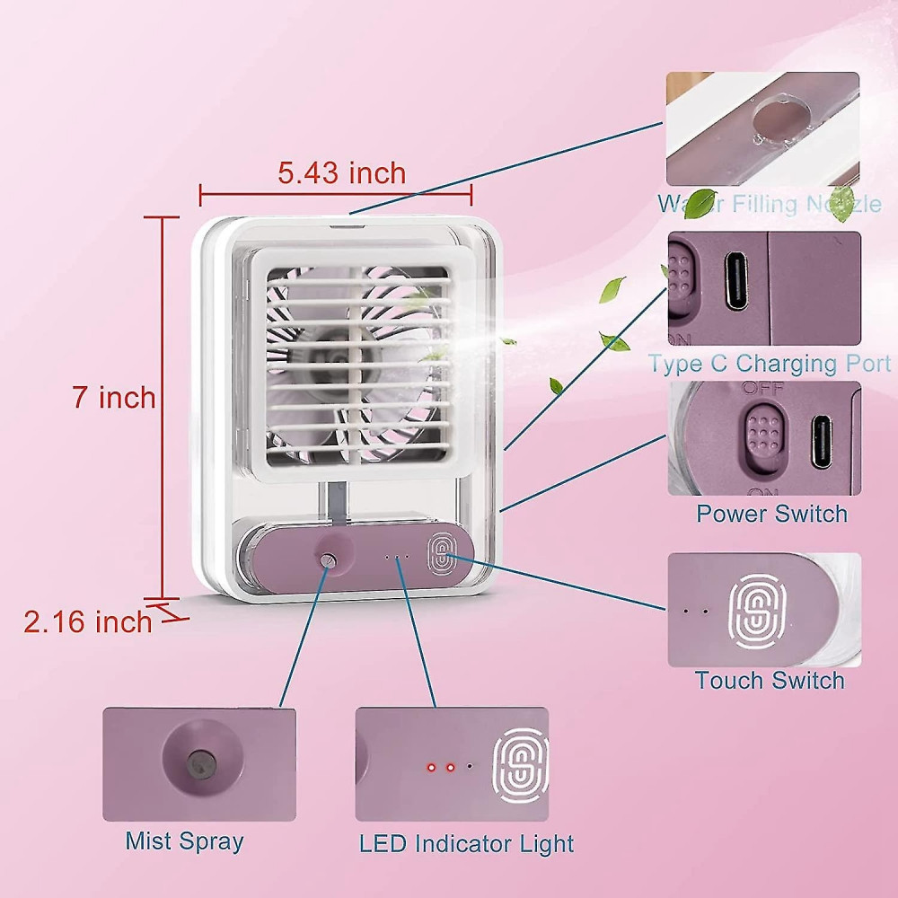 Настольный мини - вентилятор - увлажнитель Light air conditioning MINI FAN беспроводной / Кондиционер 2в1 - фото 6 - id-p206985109