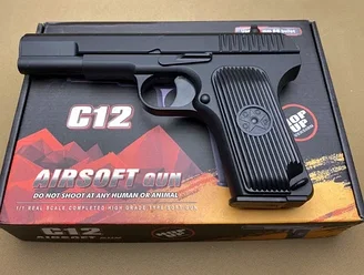 Детский Пистолет ТТ игрушечный пневматический металлический airsoft gun C 12