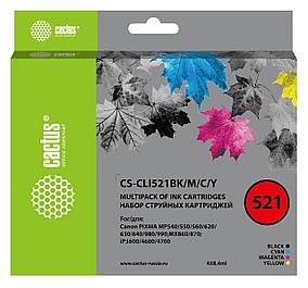 Картридж струйный Cactus CS-CLI521BK/M/C/Y черный/голубой/желтый/пурпурный набор (33.6мл) для Canon Pixma