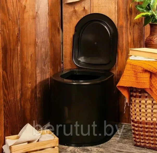 Туалет пластиковый дачный (без дна) / Туалеты для дачи пластиковый черный / Сиденье для уличного туалета - фото 4 - id-p206978511