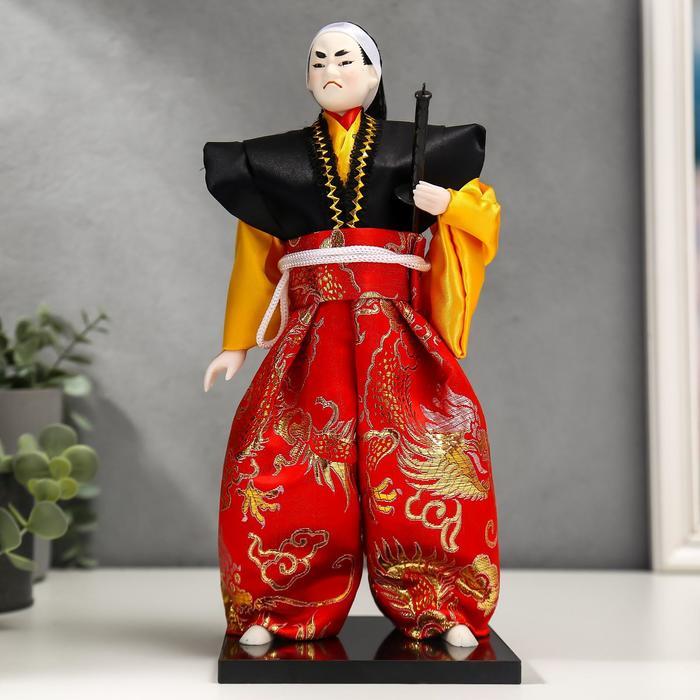 Кукла коллекционная "Воин в ярком кимоно с саблей" 30х12,5х12,5 см - фото 1 - id-p206992838