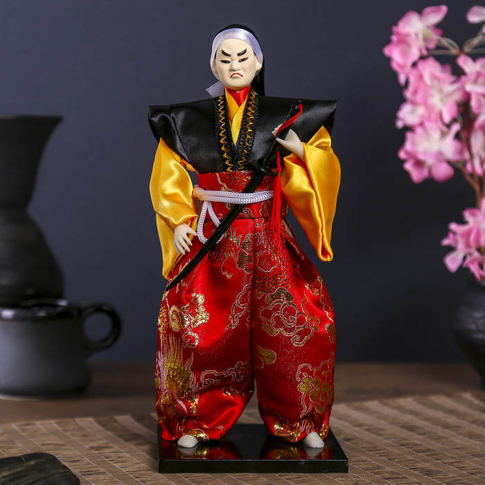 Кукла коллекционная "Воин в ярком кимоно с саблей" 30х12,5х12,5 см - фото 5 - id-p206992838