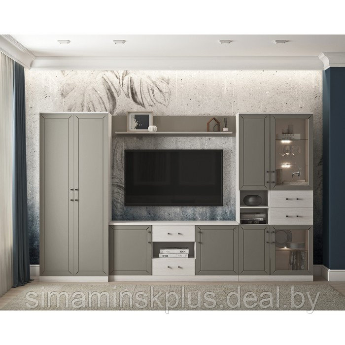 Шкаф 2-х дверный для одежды «Босфор», 804×532×1998 мм, ясень анкор светлый/глиняный серый - фото 3 - id-p206992941