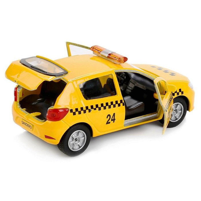 Машина металл «Renault Sandero такси» 12см, открываются двери, инерционная - фото 3 - id-p206993551