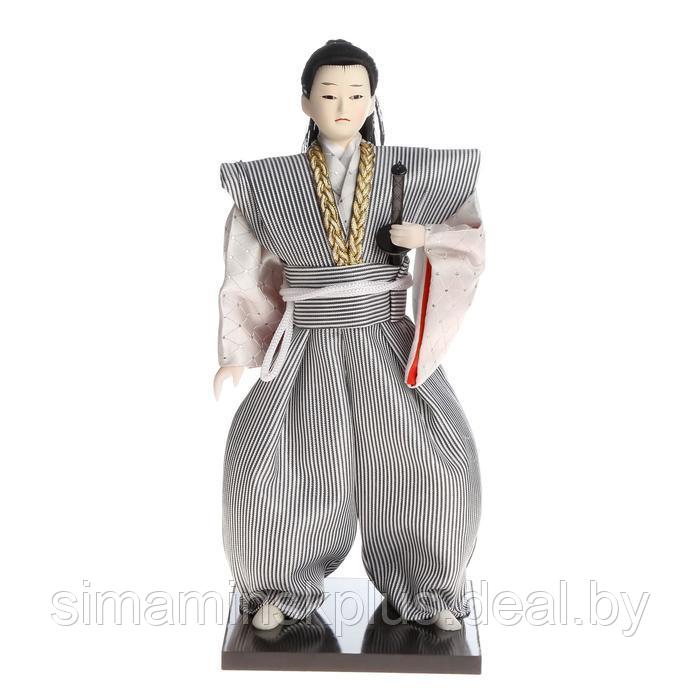 Кукла коллекционная "Самурай в сером кимоно с мечом" 30х12,5х12,5 см - фото 7 - id-p206993839