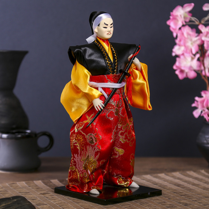 Кукла коллекционная "Воин в ярком кимоно с саблей" 30х12,5х12,5 см - фото 6 - id-p206994570