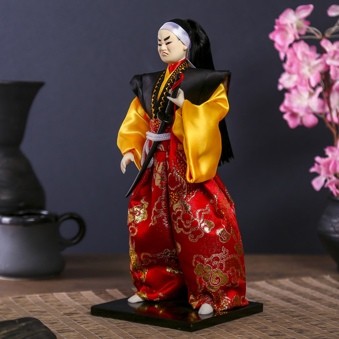 Кукла коллекционная "Воин в ярком кимоно с саблей" 30х12,5х12,5 см - фото 7 - id-p206994570