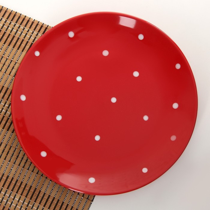 Набор тарелок керамических Доляна «Красный горох», 18 предметов: 6 тарелок d=19 см, 6 тарелок d=27 см, 6 мисок - фото 2 - id-p206994929