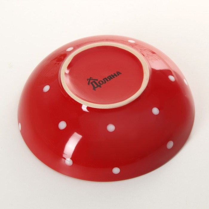 Набор тарелок керамических Доляна «Красный горох», 18 предметов: 6 тарелок d=19 см, 6 тарелок d=27 см, 6 мисок - фото 4 - id-p206994929