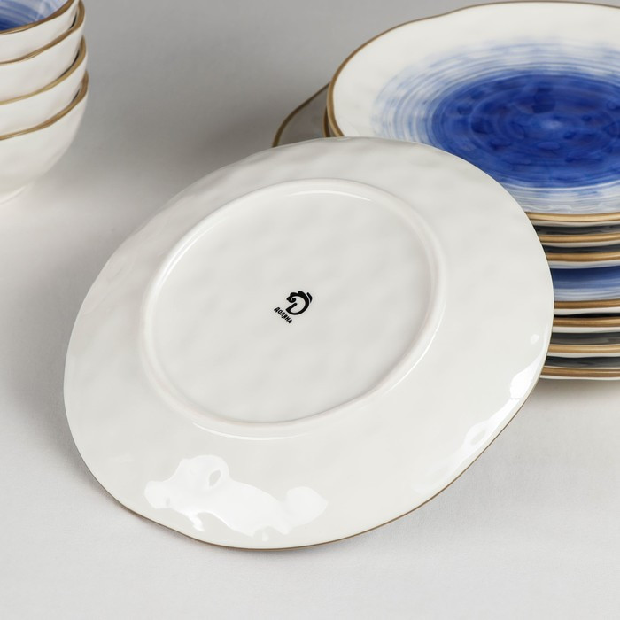 Набор фарфоровой посуды Доляна «Космос», 16 предметов: 4 тарелки d=21 см, 4 тарелки d=27,5 см, 4 миски d=13 - фото 3 - id-p206994933