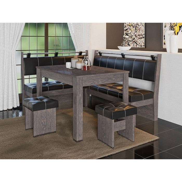 Кухонный уголок «Остин», стол 1000×600×740 мм, банкетка 2 шт, цвет венге / браун - фото 1 - id-p206996430