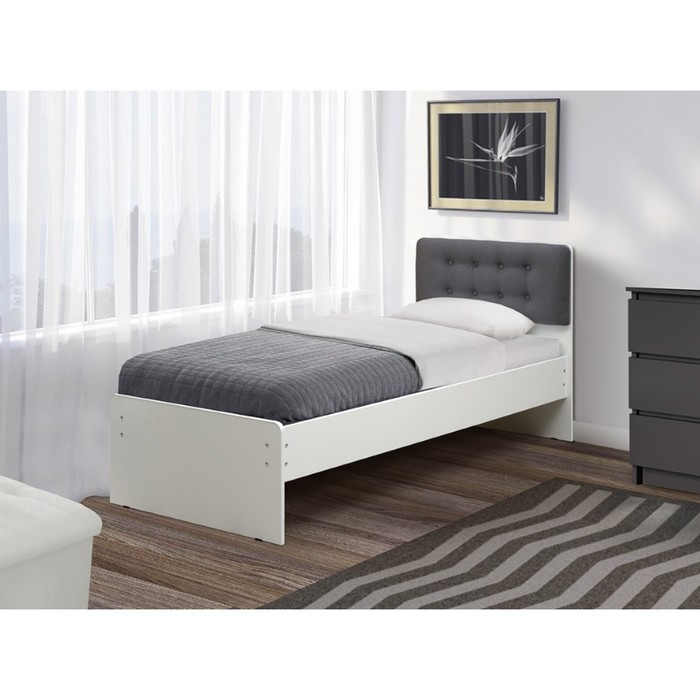 Кровать №6 с мягкой головной спинкой, 800×2000 мм, велюр 032, цвет белый - фото 1 - id-p206995679