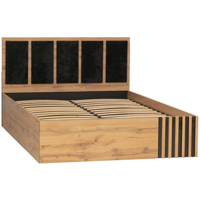 Кровать «Либерти» 51.18, 1400×2000 мм, цвет дуб вотан / чёрный / велюр монако чёрный - фото 2 - id-p206995727