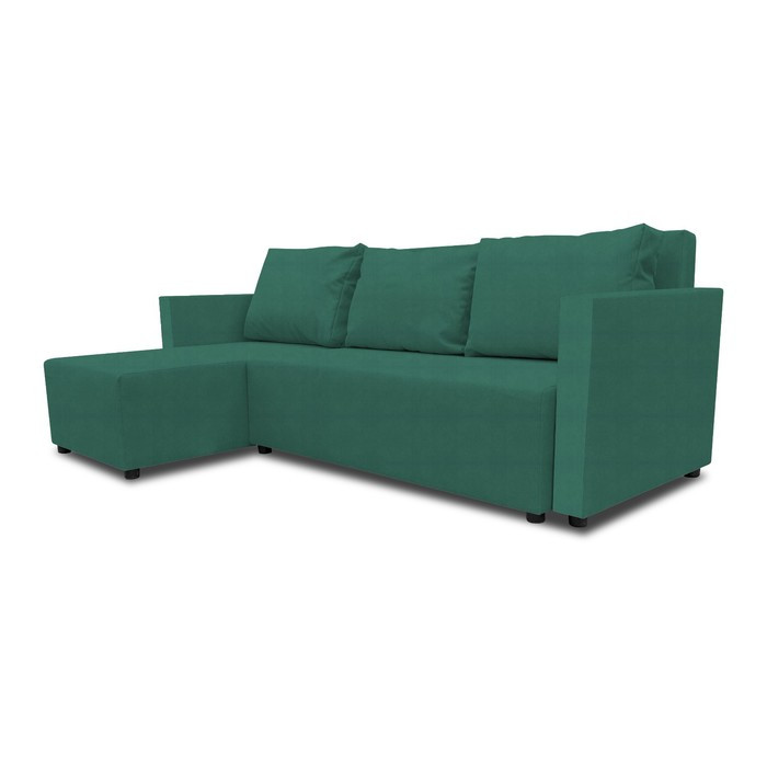 Угловой диван «Алиса 3», еврокнижка, велюр bingo, цвет green - фото 3 - id-p206996803