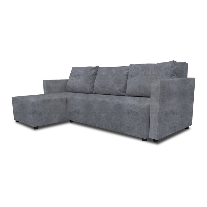 Угловой диван «Алиса 3», еврокнижка, велюр dakota, цвет grey - фото 3 - id-p206996815