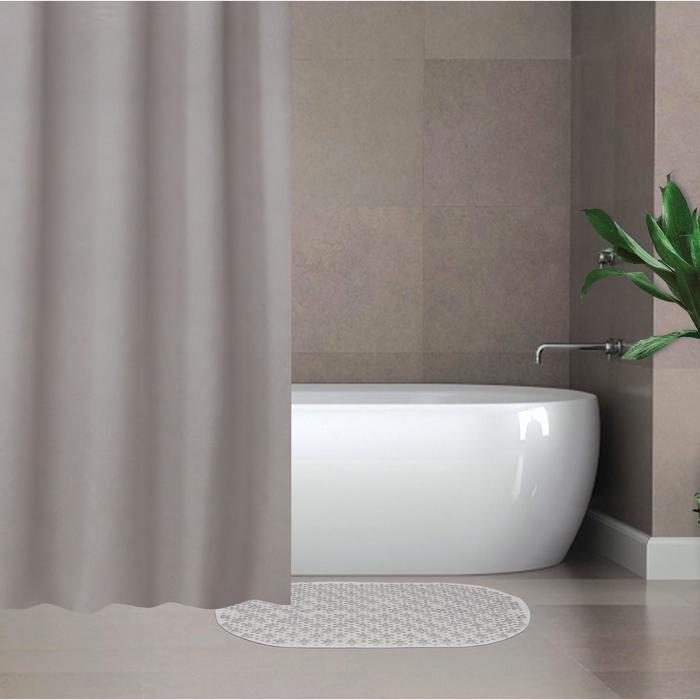 Набор для ванной SAVANNA «Селест»: штора 180×180 см, ковёр 38×69 см, цвет серебристый - фото 1 - id-p206998059