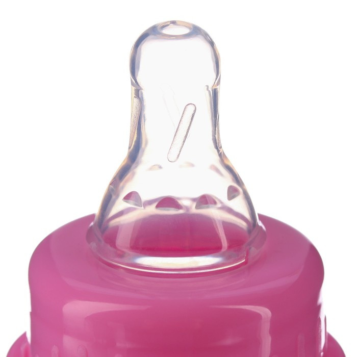 Бутылочка в силиконовом чехле, с ручками, стекло, 120 мл., цвет розовый - фото 3 - id-p206998678