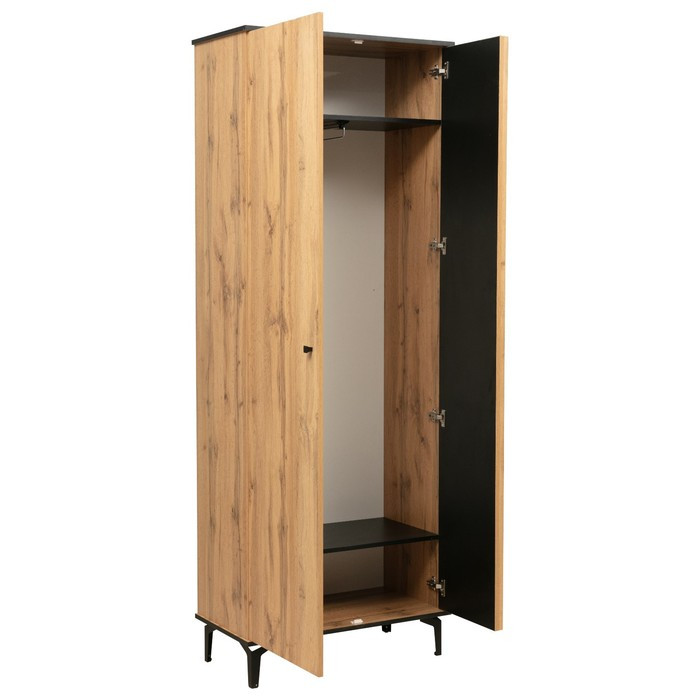 Шкаф для одежды «Либерти» 51.01, 820×429×2170 мм, опора металл, цвет дуб вотан / чёрный - фото 2 - id-p206997054