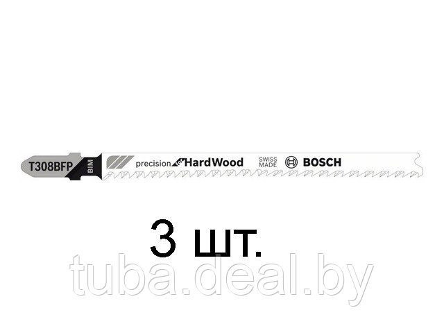 Пилка лобз. по дереву T308BFP (3 шт.) BOSCH (пропил с точным соблюдения угла, для точного реза, в т.ч. в - фото 1 - id-p206999507