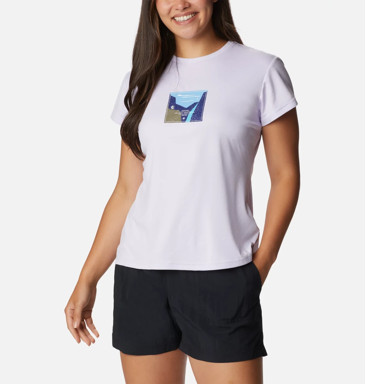 Футболка женская Columbia W Zero Ice Cirro-Cool SS Shirt фиолетовый - фото 1 - id-p206895667