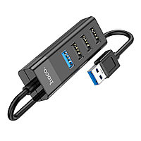 USB-хаб конвертер HOCO HB25 USB-A - USB3.0 / USB2.0*3 черный