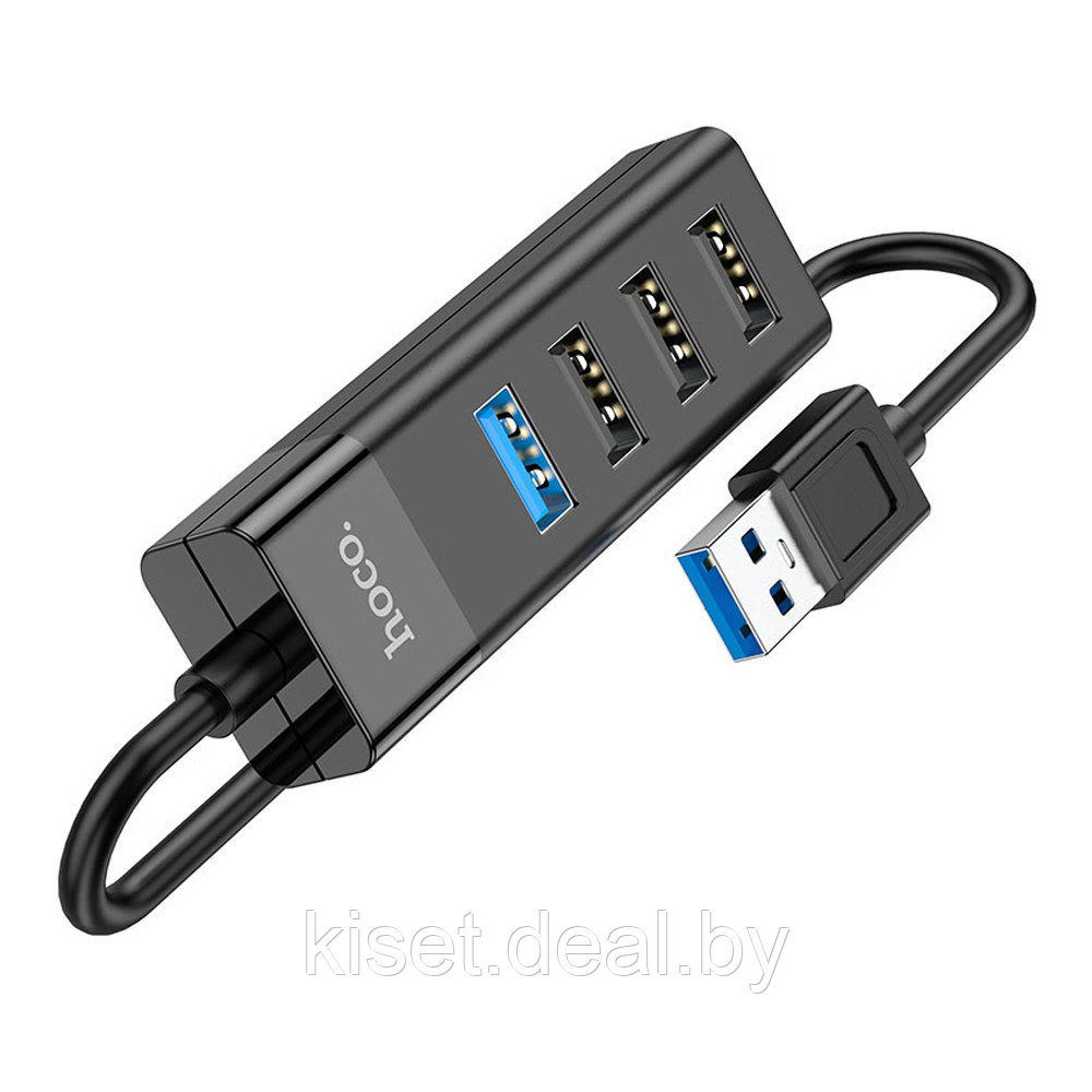 USB-хаб конвертер HOCO HB25 USB-A - USB3.0 / USB2.0*3 черный - фото 1 - id-p207002581