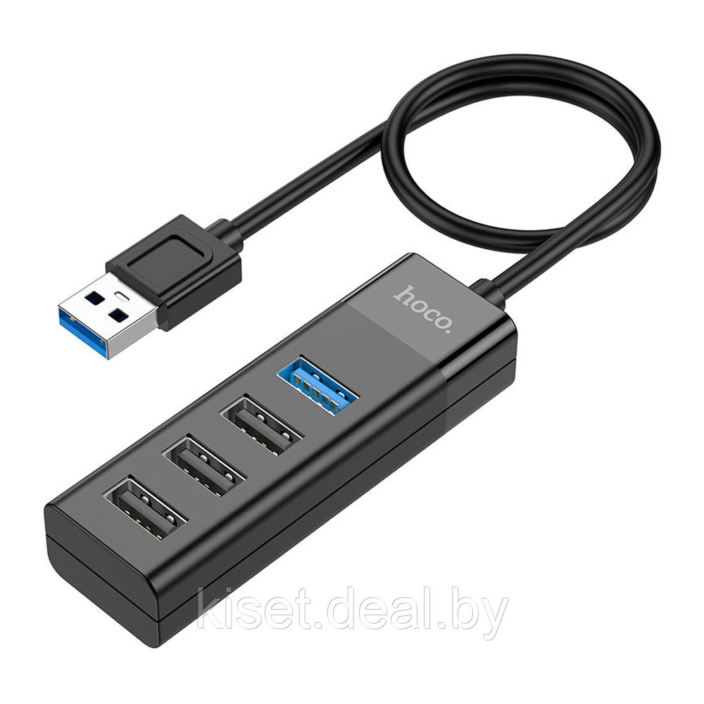 USB-хаб конвертер HOCO HB25 USB-A - USB3.0 / USB2.0*3 черный - фото 2 - id-p207002581