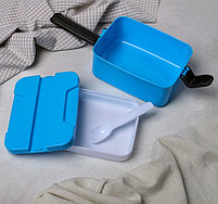 Ланч-бокс "С собой", прямоугольный, 2 уровня: 0,4 л, 1,15 л, с ложкой, цвета МИКС, фото 3