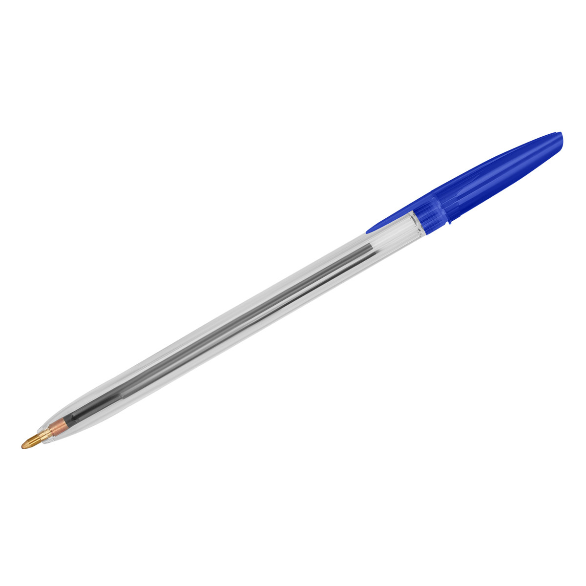 Ручка шариковая СТАММ "111" синяя, 1,0мм, прозрачный корпус РС01