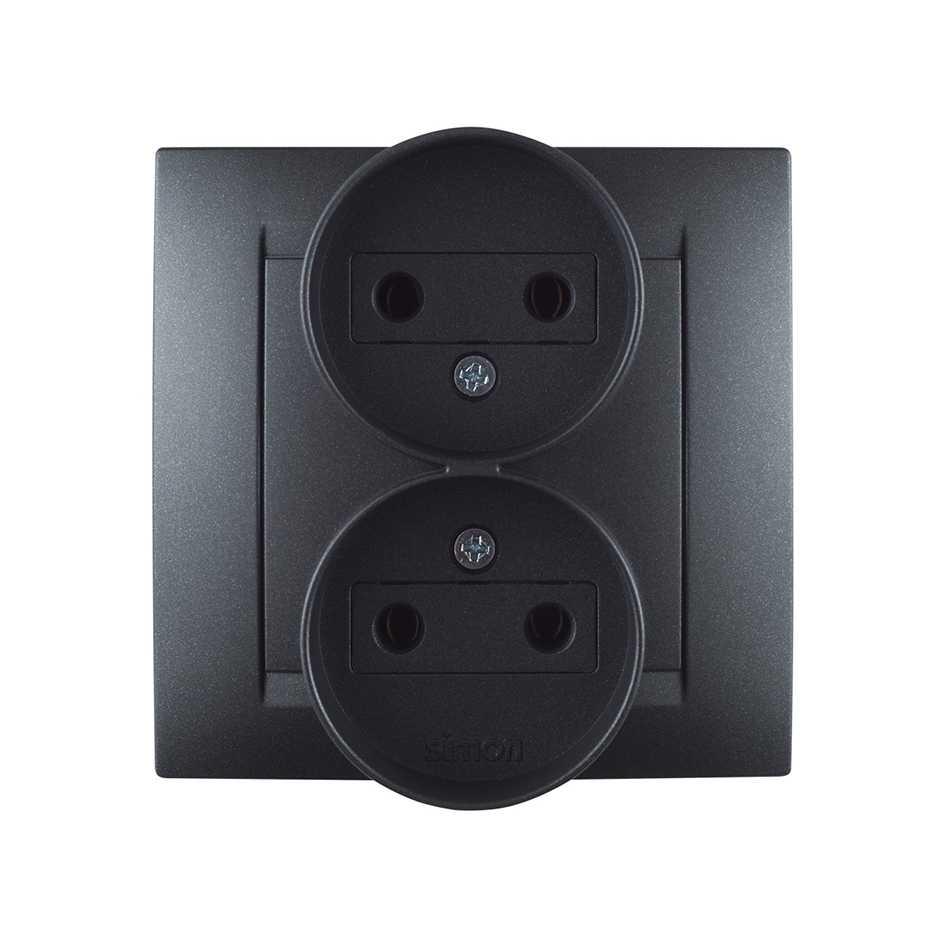 1590457-038 Розетка двойная без заземления 2x2Р
16A 250В~ моноблок цвета графит