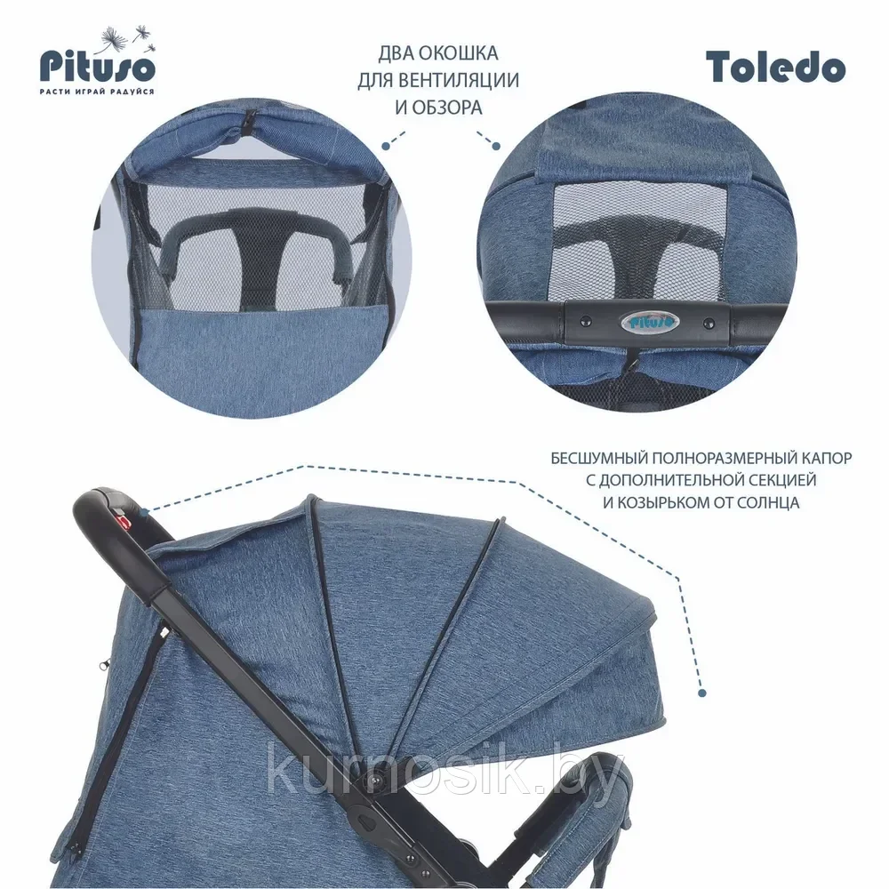 Прогулочная коляска Pituso TOLEDO Jeans/Джинс - фото 8 - id-p207061796