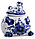 Солонка фарфоровая «Кот» (гжель) высота 8,5 см, бело-синяя, фото 2