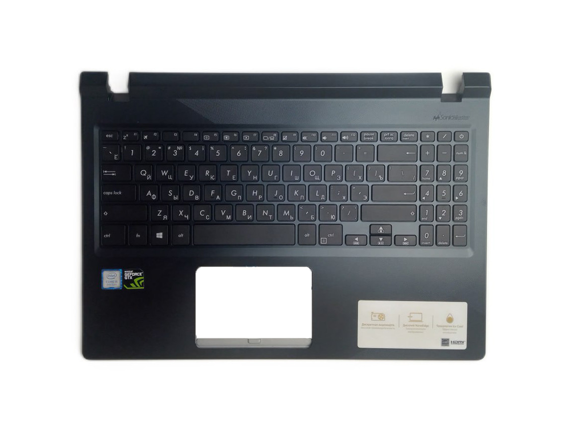 Верхняя часть корпуса (Palmrest) Asus VivoBook X560, A560, с клавиатурой, черный