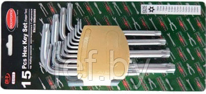 Набор ключей TORX Г-образных длинных с отверстием RF-5151LT 15 предметов ROCKFORCE RF-5151LT, фото 2
