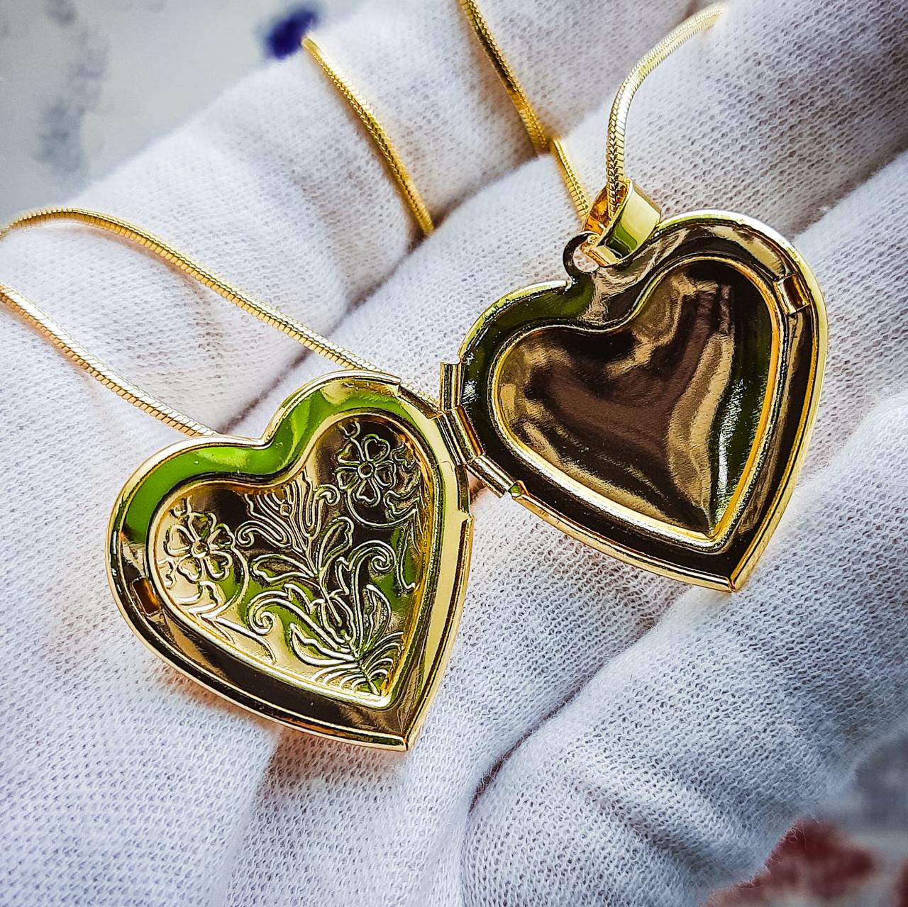 Кулон-тайник Сердце на цепочке Два сердца в золоте - фото 10 - id-p207086832
