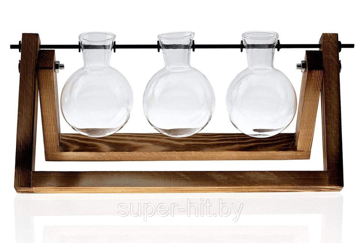Гидропонная ваза с тремя стеклянными горшками SiPL - фото 3 - id-p207087113