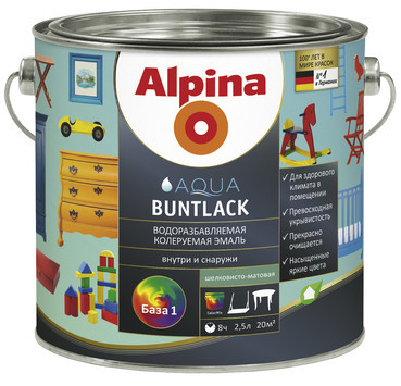 Alpina Aqua Buntlack.Водоразбавляемая колеруемая эмаль для дерева и металла - фото 1 - id-p207093995