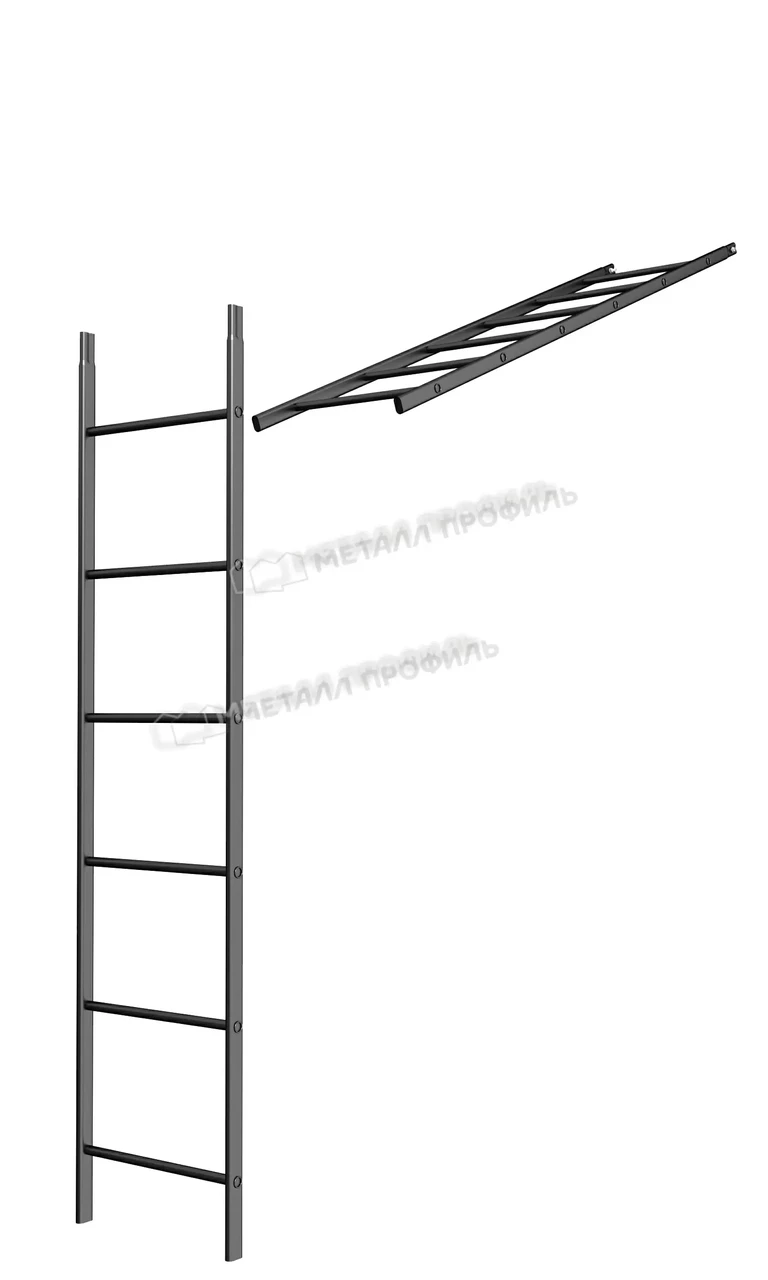 Металл Профиль Лестница кровельная стеновая дл. 1860 мм без кронштейнов (9005) - фото 1 - id-p207097851