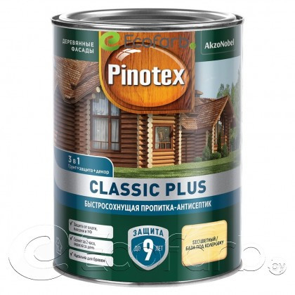 Pinotex Classic Plus (Пинотекс Классик Плюс) пропитка-антисептик 3 в 1 0,9 л ель натуральная - фото 1 - id-p207112833