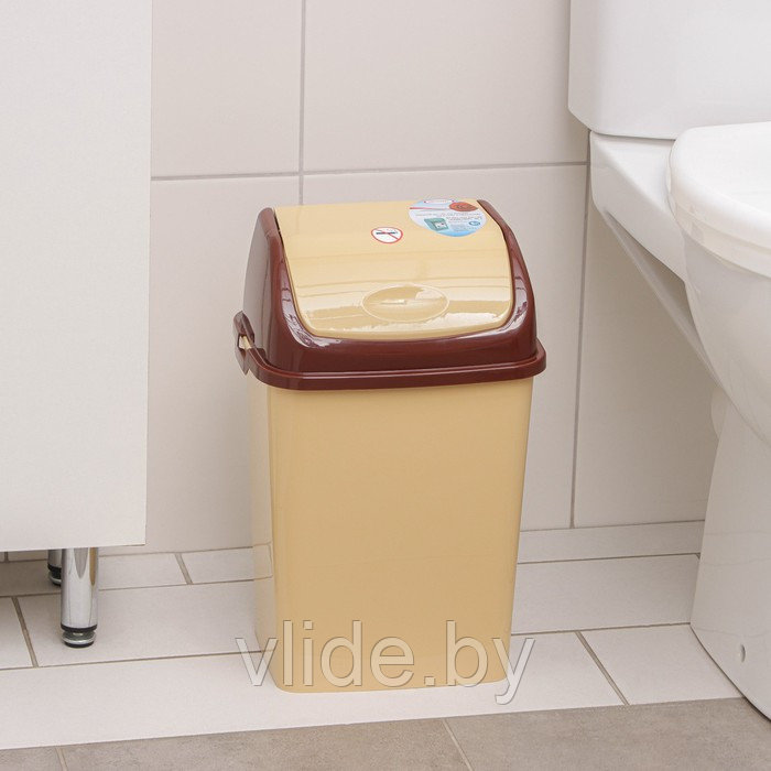 Контейнер для мусора 8 л "Камелия", цвет бежевый/коричневый - фото 1 - id-p141295926