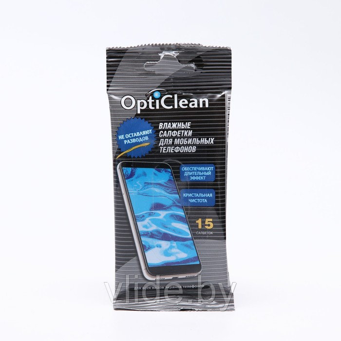 Влажные салфетки OptiClean, для мобильных телефонов, 15 шт. 744297