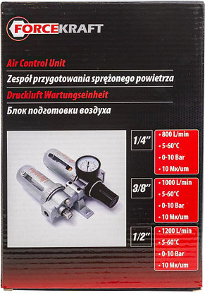 Блок подготовки воздуха 3/8" FORCEKRAFT FK-AFRL803, фото 2