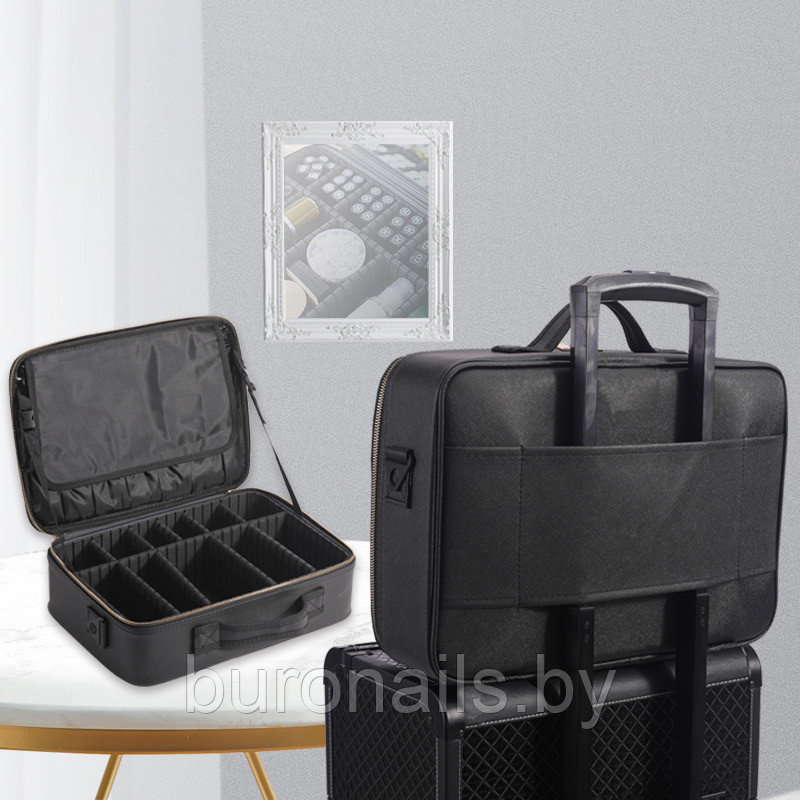 Сумка для косметики, портфель визажиста жен «CALZETTl» черный,большой , с пропиткой - фото 10 - id-p164497767