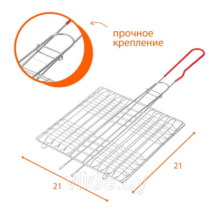 Решётка-гриль универсальная Maclay, хромированная сталь, р. 46 x 21 см, рабочая поверхность 21 x 21 см - фото 2 - id-p148720640
