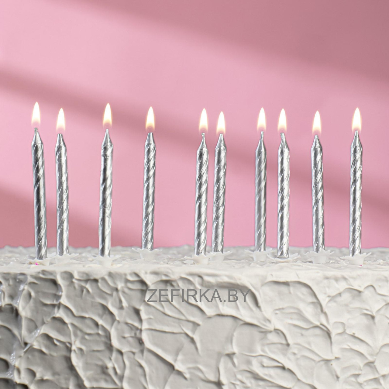 Свечи в торт "Спираль", 6 см, серебряные, набор 10 шт - фото 1 - id-p207125998