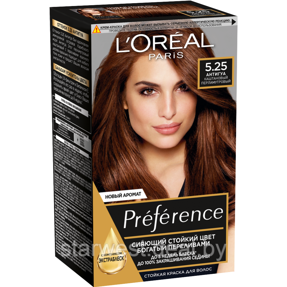 L'Oreal Paris Preference 5.25 Антигуа Каштановый Перламутровый Крем-краска стойкая для окрашивания волос - фото 1 - id-p207129383