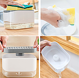 Диспенсер для моющего средства и губки Soap Dispenser / Дозатор на кухню с губкой 2в1, фото 3